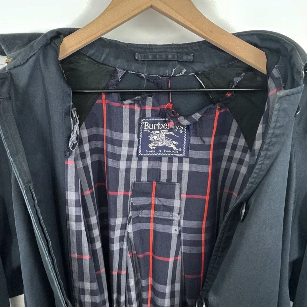 Vintage 80's Burberry Heritage Waterloo Trench Coat Nova Check 10 Long FLAWS - Picture 8 of 13